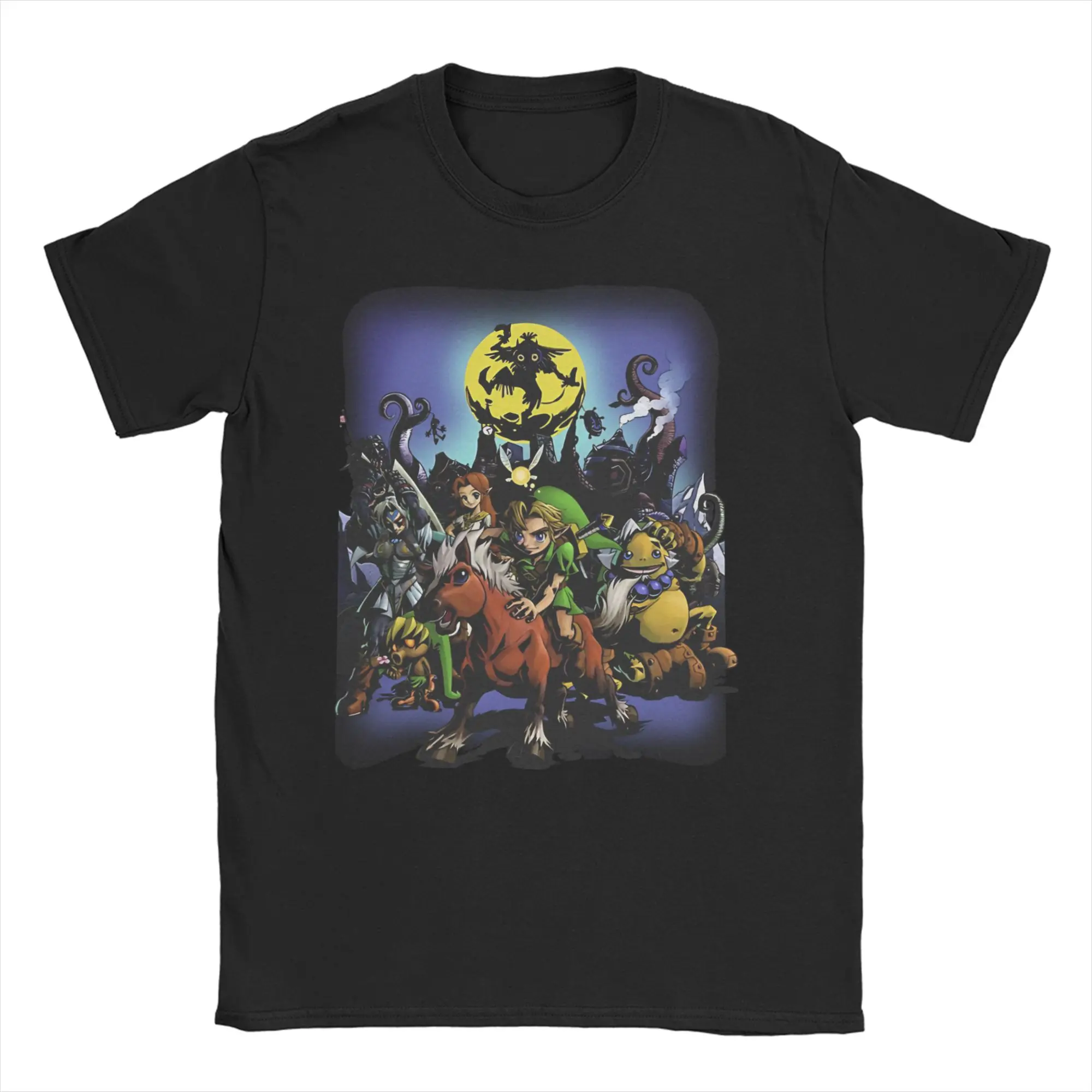 Majora's Mask Link & Friends Full Moon Zeldas Legend T-Shirts für Männer und Frauen, Baumwoll-T-Shirts, O-Ausschnitt-T-Shirts, kurzärmelige Kleidung