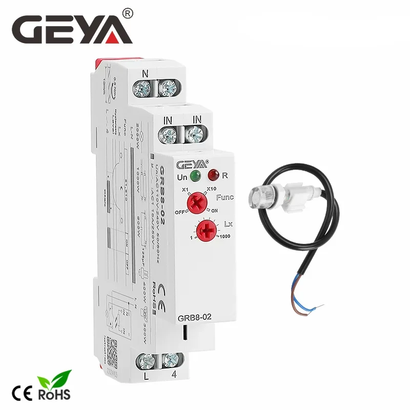 GEYA GRB8-01/02 Din rail Twilight Switch Photoelectric Timer Light Sensor Relay AC110V-240V Auto ON OFF