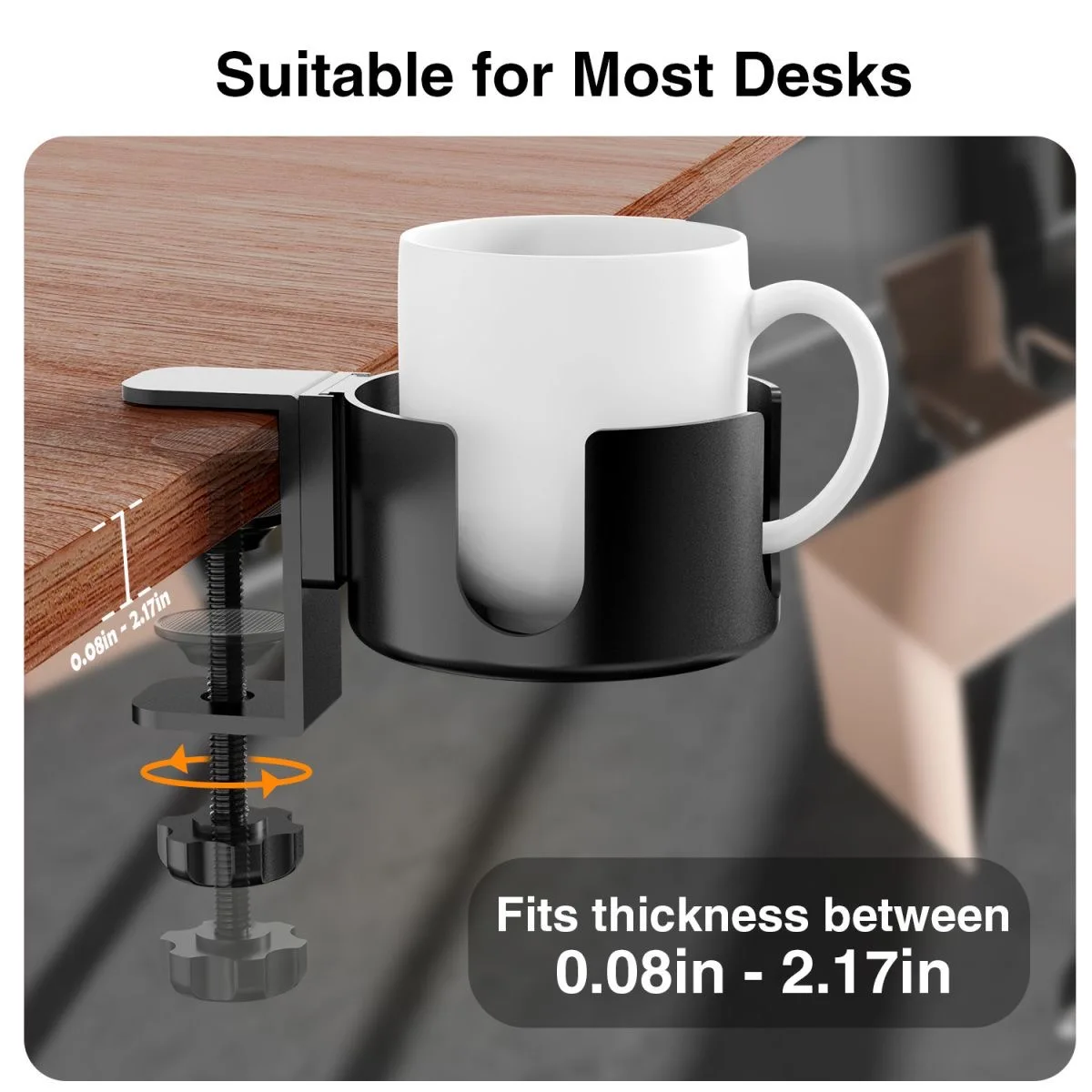 Desk Cup Holder Universal Adjustable Arm Clamp Stand For Coffee Mugs Water Bottles