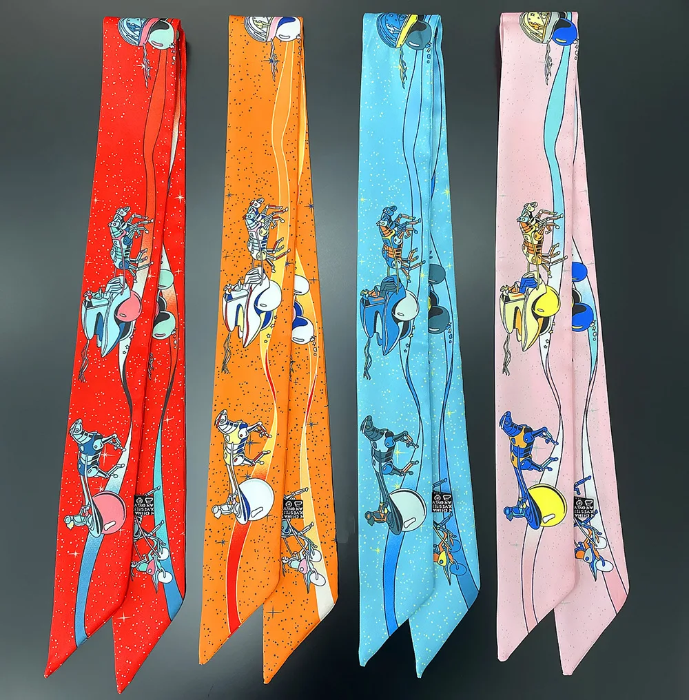 

2023 Design Space Derby Silk Scarf Luxury Women Foulard Skinny Bag Scarves Neckerchief Fashion Hair Headband Female Bow Ties