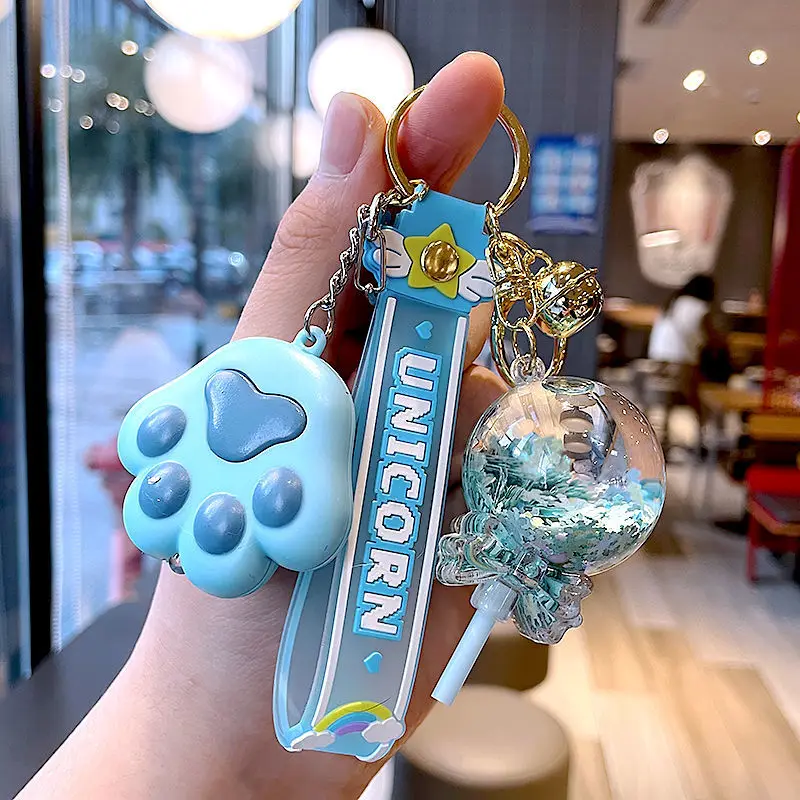 Kawaii crystal snowflake lollipop keychain cute candy creative girl pendant 6