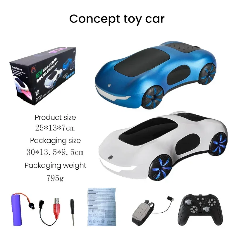 ABS Remote Control Car Toy with Spray Light for Kids