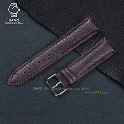 Premium Leather Watch Strap - Genuine Calfskin Wristband - 22mm (Dark Brown)