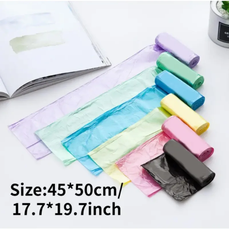 100pcs 5 Rolls Pack Garbage Bags Bathroom Kitchen Clean Storage Room Colored Disposable Portable Garbage Bin Bags