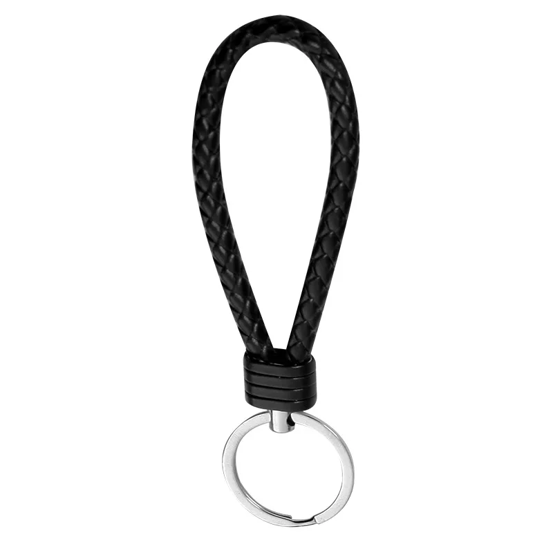 2Pcs/Set PU Leather Braided Woven Rope Keychain DIY Bag Pendant Key Chain Holder Key Car Trinket Keyring Men Women Gift Jewelry