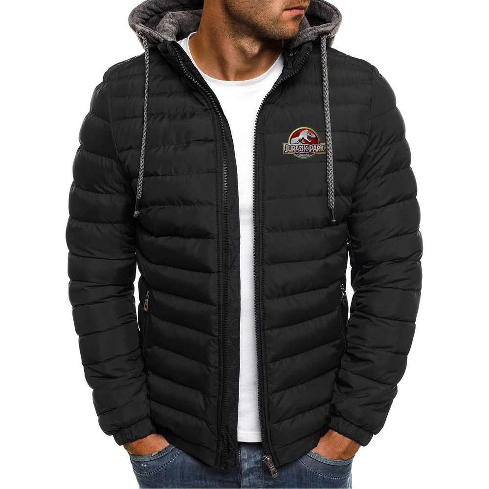 2023 Spring and Autumn New Jurassic Park Solid Hooded Cotton Suit 7 Colors Men's Coat Comfortable Clothing Leisure Parka