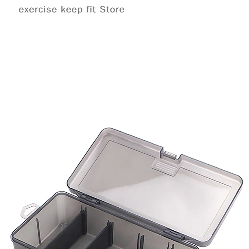 

Двухслойная дорожная коробка серого цвета из полипропилена, поддельная фотография, коробка для инструментов, пластиковая коробка, рыболовное снаряжение