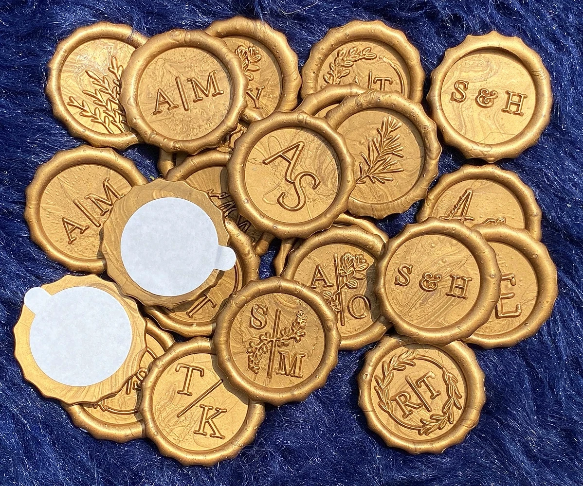 Custom Wedding Wax Seal Stickers,DIY Handmade Wax Seals,Business Logo 2 Initial Wax Seals For Wedding Menu Scrapbook Decoration