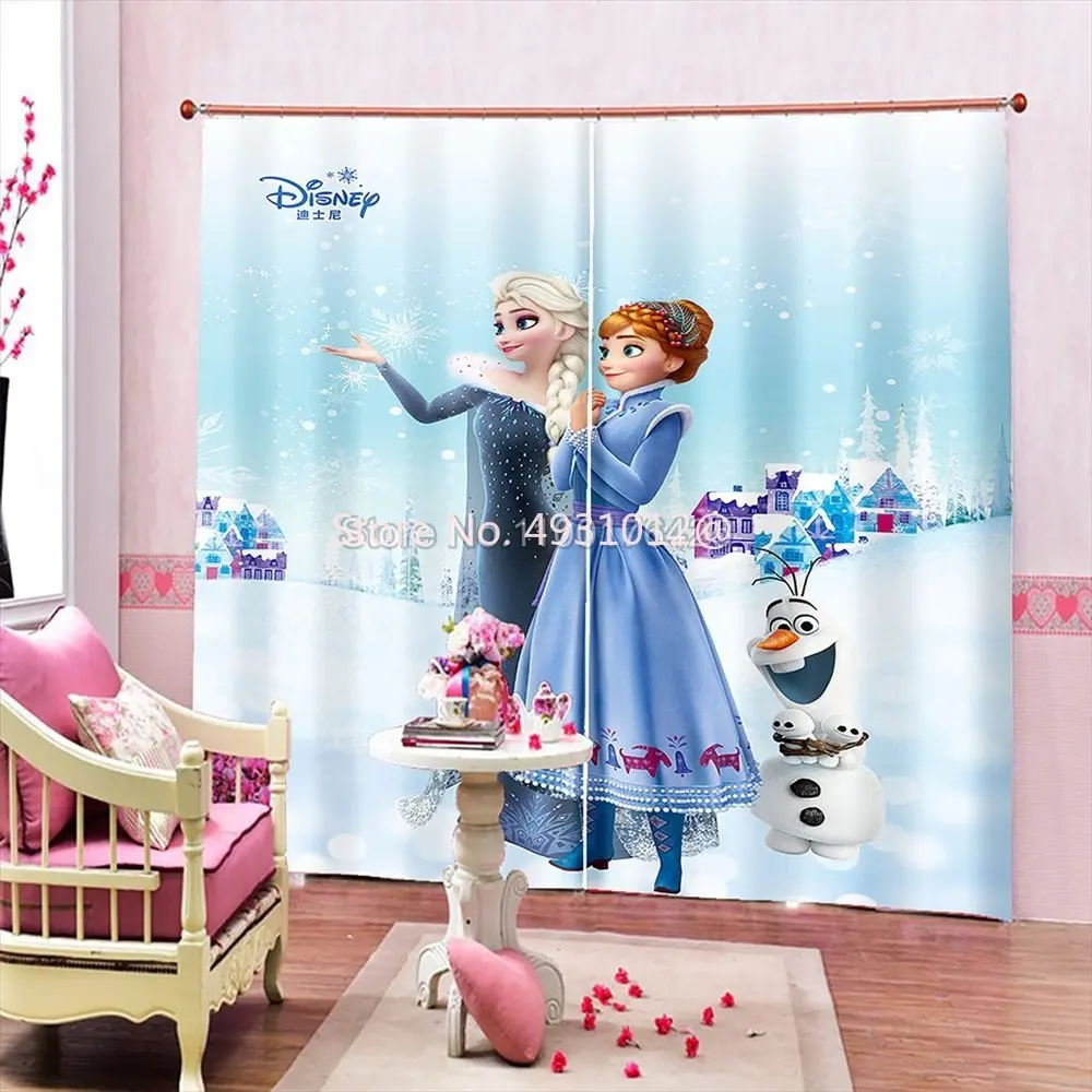 

2023 Disney Cartoon Curtains Anime Movie Frozen Blackout Curtains Living Room Bedroom Girls Room Decoration Home