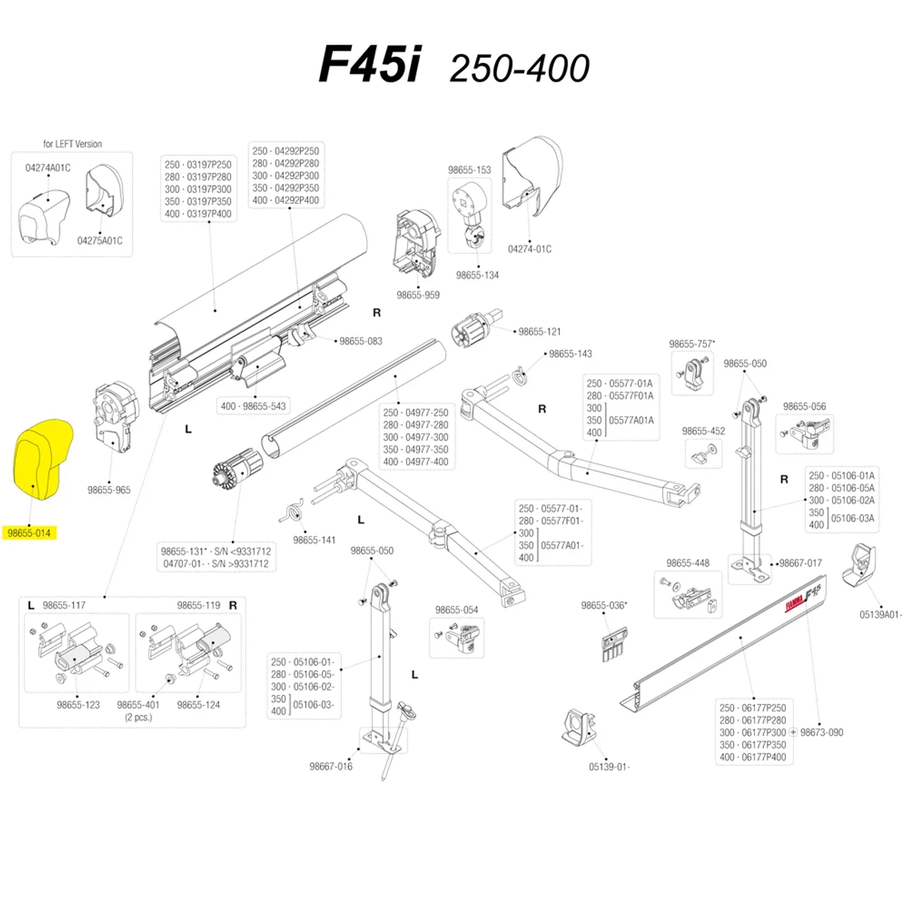 RV Awning FOR Fiamma F45i Left or Right Hand End Cap Outer Polar White Motorhome &lrm;98655-014 04274-01C