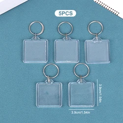 Set of 5 Clear Acrylic Photo Frame Keychain Key Holders - Perfect for DIY and Anniversary Gifts (Style 2)
