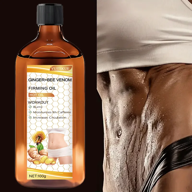 Ginger Bee Venom Firming Oil contains caffeine, moisturizes, promotes blood circulation, and is suitable for all skin types.