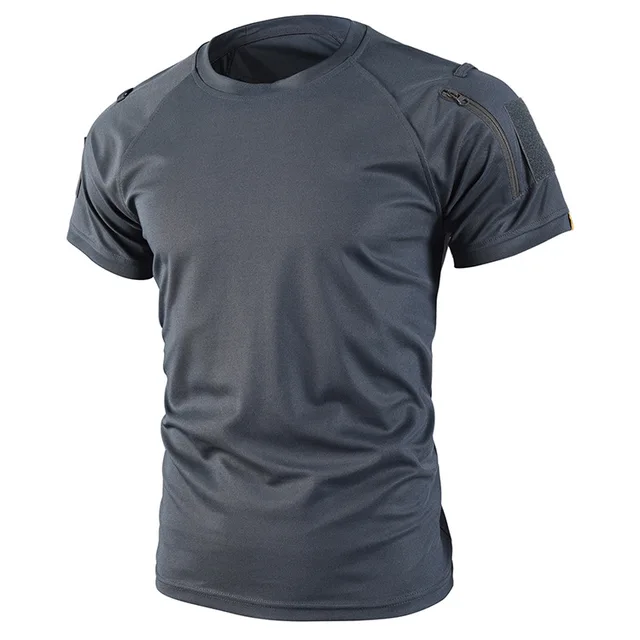 Tactical Short Sleeve T-Shirt Army Military Men's Athletic Tops Workout Gym Training T Shirt Quick Dry Outdoor Hiking Shirt 2