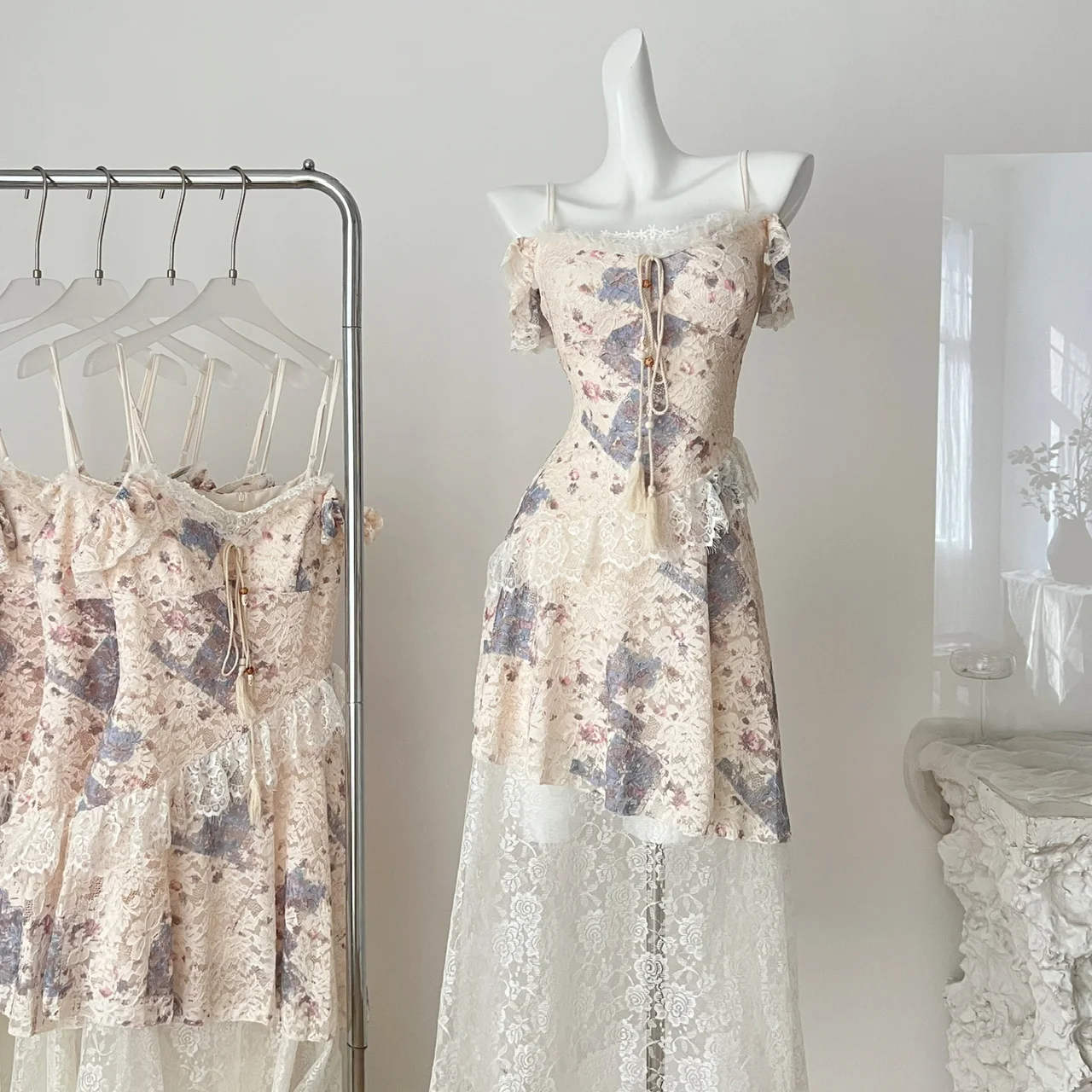 French Vintage Lace Patchwork Maxi Dress - Summer 2025 Collection