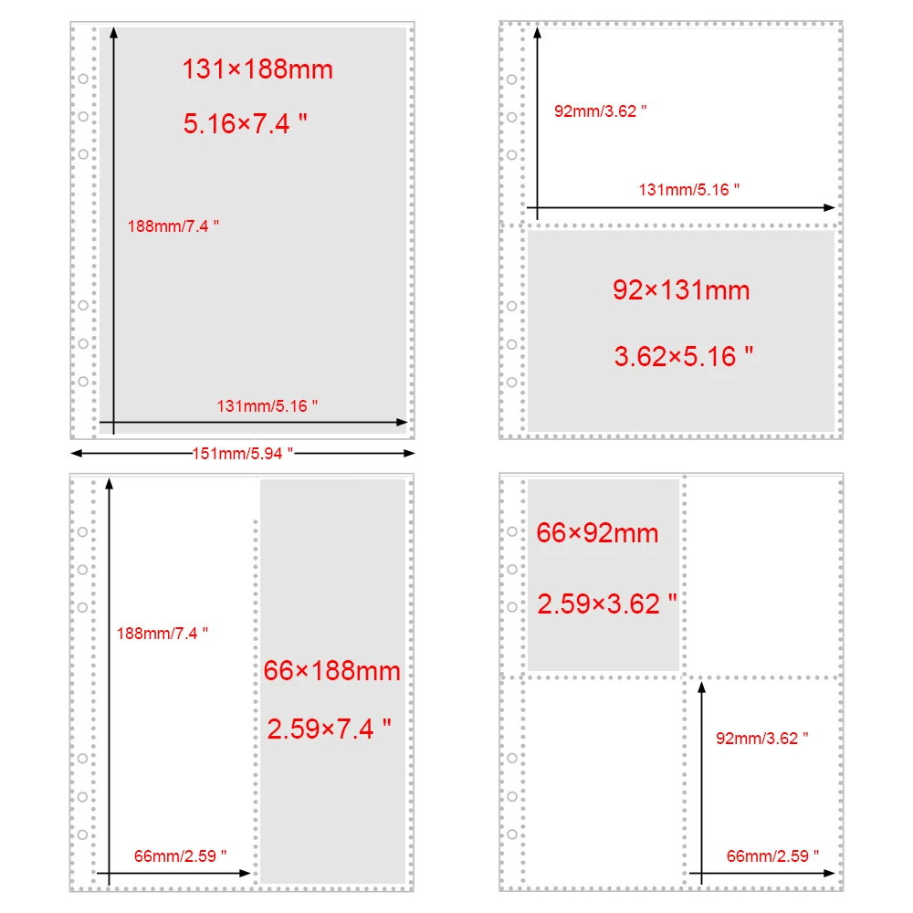 Clear PP Plastic A5 6-Rings Photo Album Refills for Photocard Holder Scrap Book for Instax Album Scrapbook 10 Sheets