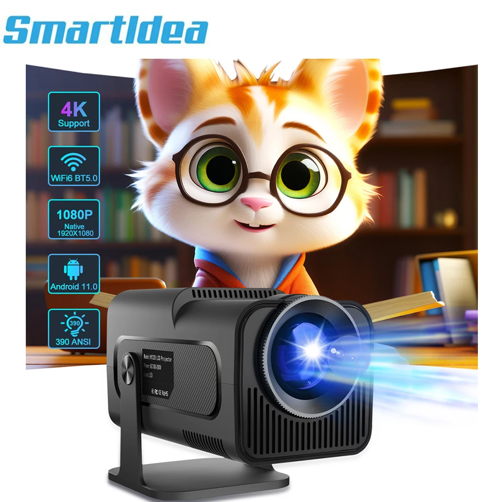 SmartIdea Android 11 Projector Native 1920 x 1080P 390ANSI Wifi6 BT5.0 Full HD Cinema portable Projetor 180 degree free style