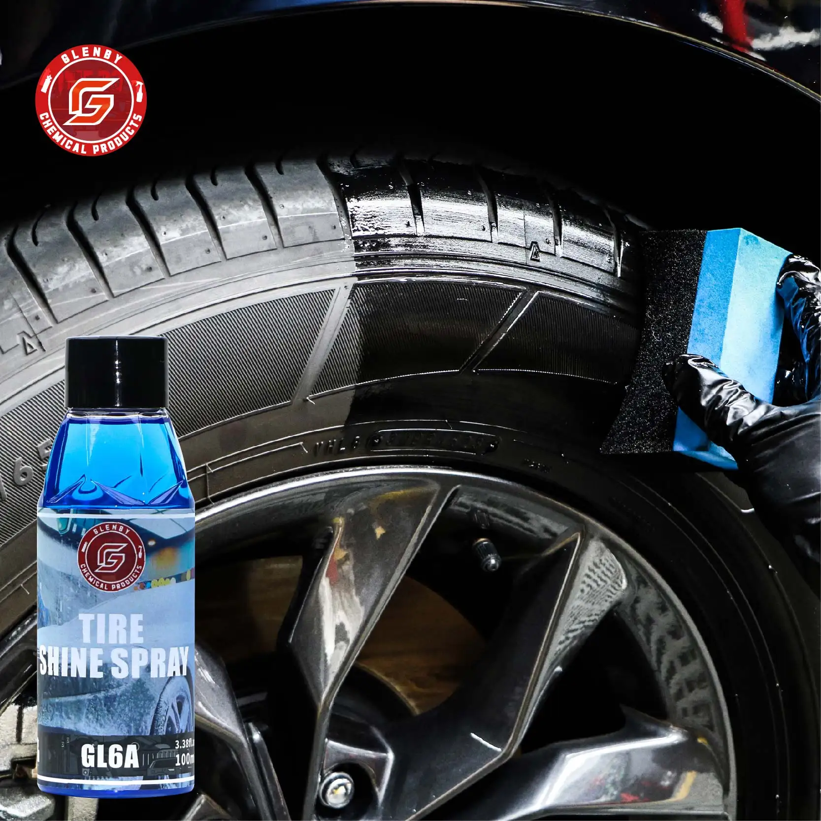 Tire Shine Spray Glenby GL6A Tire Wet Specially Formulated Tire Shine Keep Them Looking Wet Black and Glossy One Quick Spray
