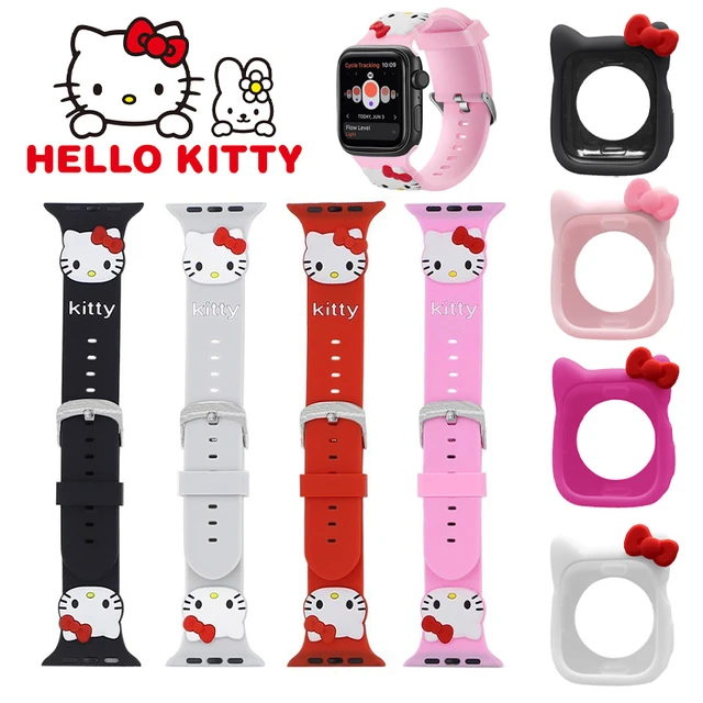 Sanrio Hello Kitty Case+Strap for Apple Watch Band 44 40 45mm 41 38 42mm  Silicone Watchband Bracelet IWatch 7 Serie 3 4 5 6 Se _ - AliExpress Mobile