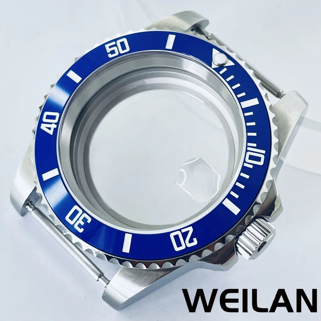 Silver Watch Case with Ceramic Bezel and Sapphire Crystal