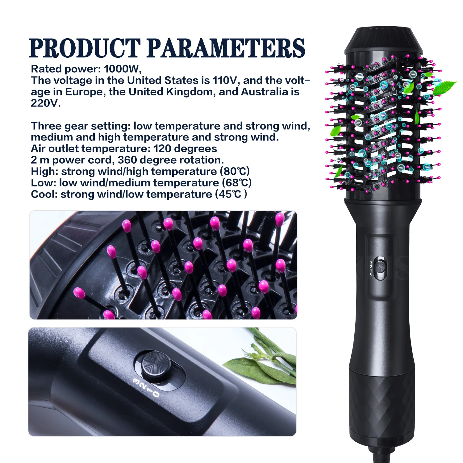 Secador de Cabelo Profissional de ar Modelador de Cabelo e Volumizer Alisador de Cabelo Atualizado Escova Quente Passo Curler Pente um 6 Weddings & Events
