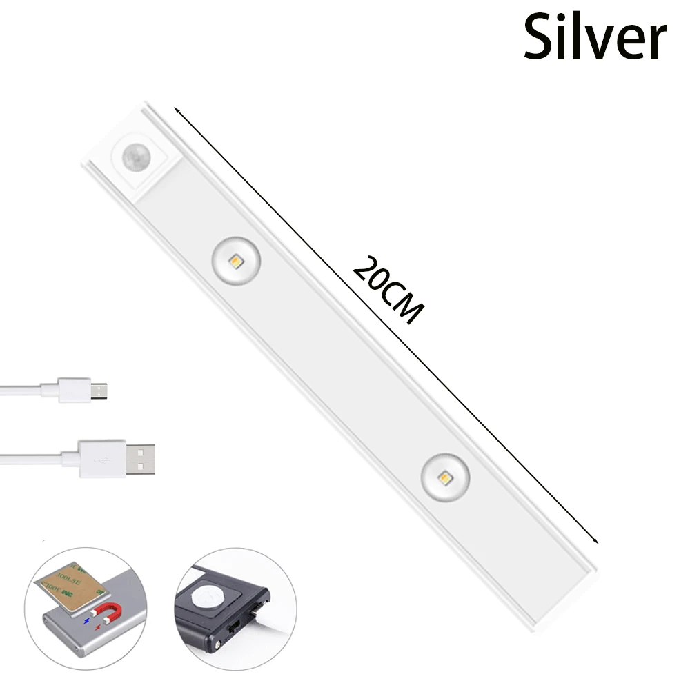 USB LED Night Light Motion Sensor Wireless Ultra Thin LED Wine cooler Light For Kitchen Cabinet Bedroom Wardrobe Indoor Lighting bathroom night light Night Lights