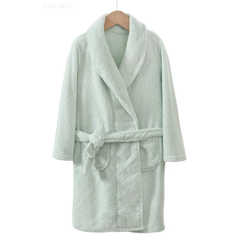 Soft Flannel Children Bathrobe Winter Warm Kids Robes Thicken Night Robe Pajamas for Girls Boys Teens Home Clothes 4-18 Years