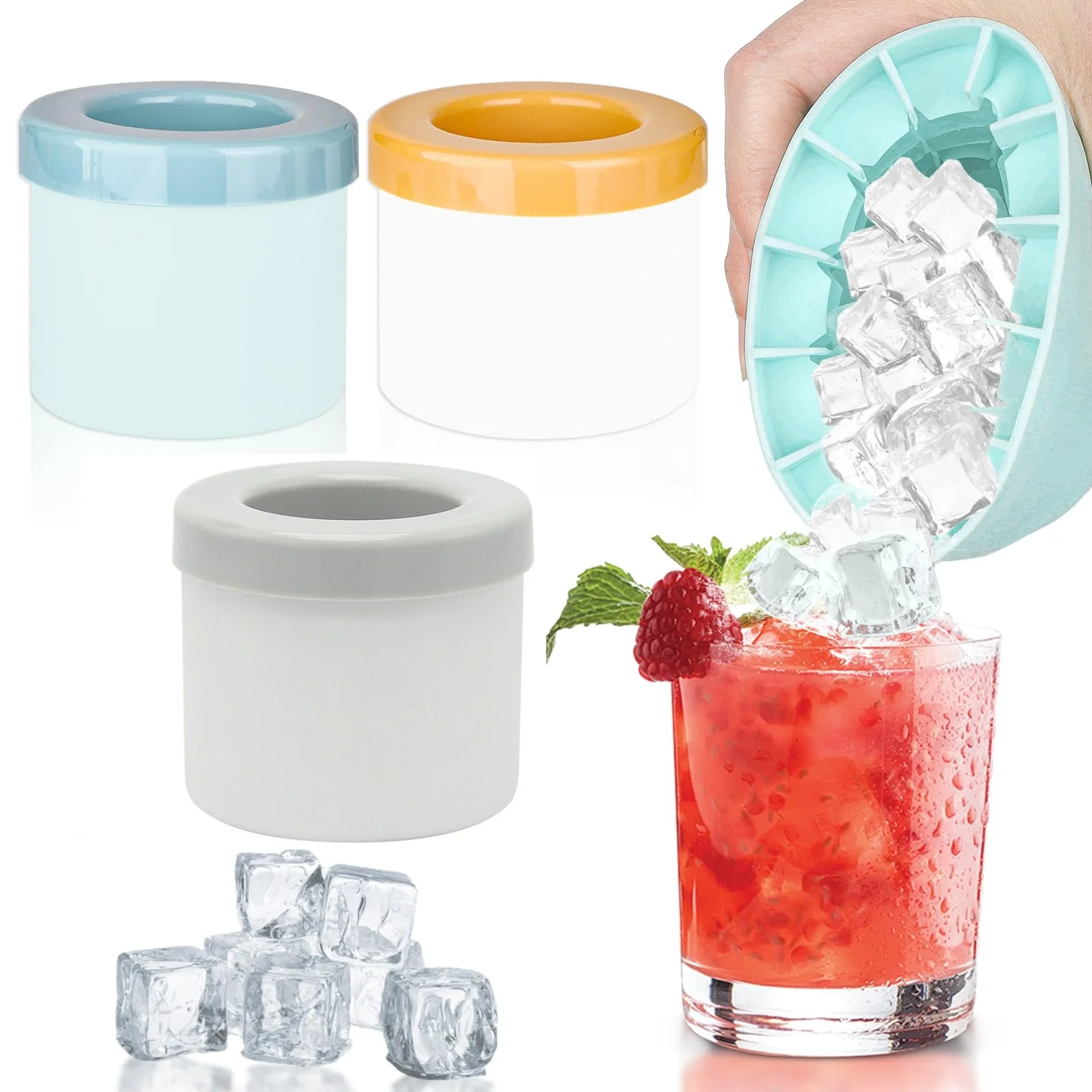 1/2Pcs Silicone Ice Cube Mold Round Ice Bucket Summer Homemade DIY Refrigerator Freeze Maker Creative Cube Mold Barware ice cube mold