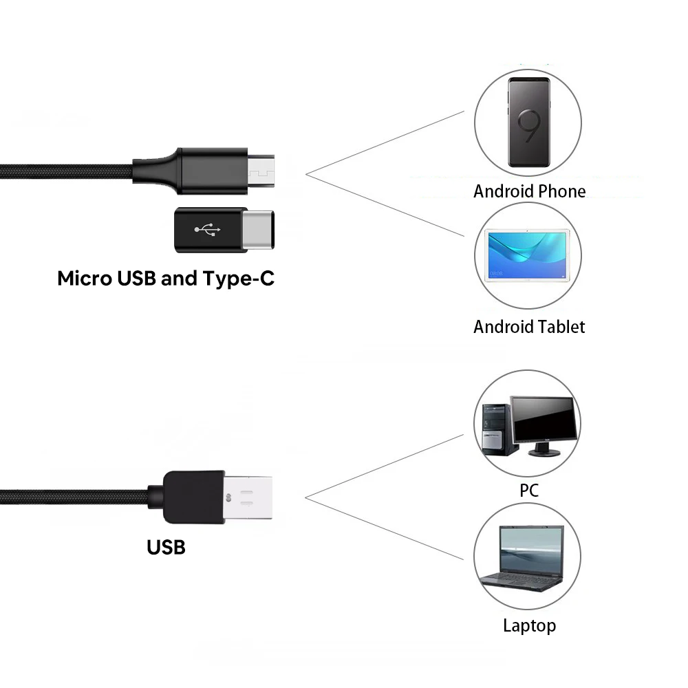 wireless cctv systems Endoscope Camera 7MM/5.5MM 3 in 1 USB IP67 Waterproof 6 LEDs Borescope Inspection For Windows Macbook PC Android 2/1.5/1m Type-C cctv camera for house