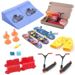 Frosted Alloy Finger Skateboard Set with Mini Sports Accessories and Indoor Ramp (19D)