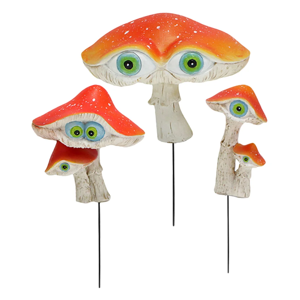 

3 Pcs Sign Mushroom Decoration Ornament Lawn Yard Garden Stake Sculpture Outdoor Gardening Bonsai