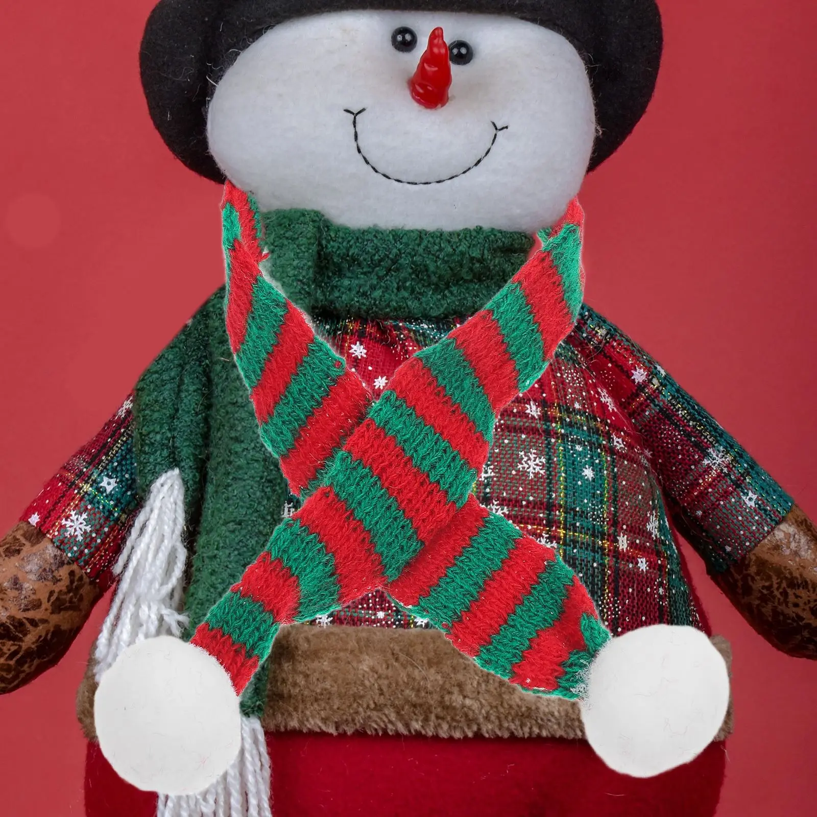 5/10pcs Christmas Mini Scarf DIY Hairball Knitted Scarf Wine Bottle Xmas Snowman Decor Neckerchief Party Festival Adornment