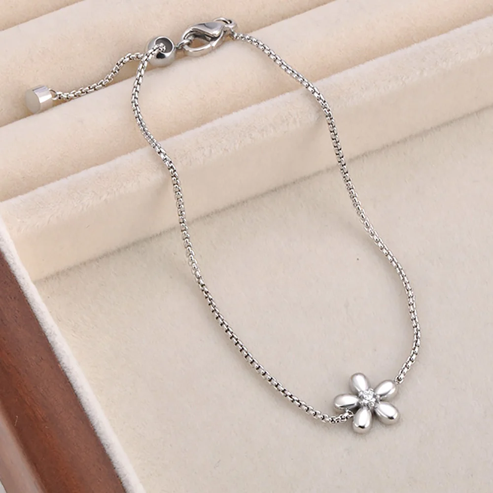 JeeMango Neuheiten Edelstahl Zirkonia Blumen Alltagsarmbänder für Frauen Vielseitiger Beliebter Charm-Schmuck Geschenk B25002 – Detail 7