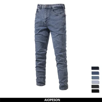 AIOPESON 2023 Autunno Denim Jeans Pantaloni Da Uomo Slim Fit Jeans Dritti per Gli Uomini di Cotone di Qualità Business Casual Wear Mens Denim Pantaloni 1