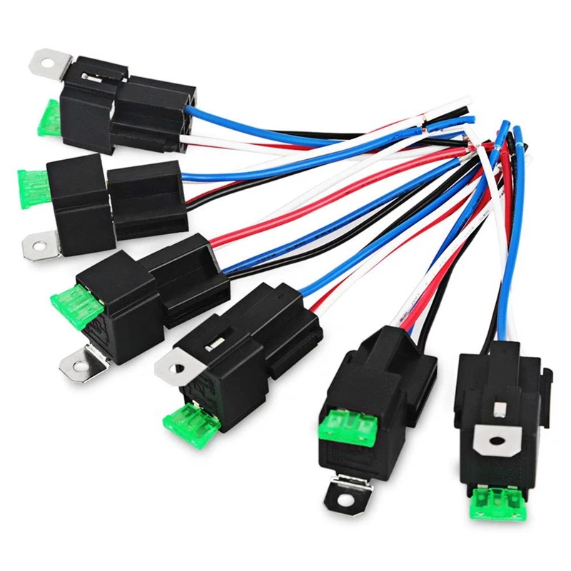 Zerone 12V 30A Fuse Relay 6pcs Car Fuse Relay Switch Harness Set SPST 4-Pin 14 AWG Hot Wires 