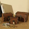 Wooden Retro Treasure Chest Piggy Bank Decorative Box With Lock, Coin, Banknote Storage Box Safe Money Box Gift 5