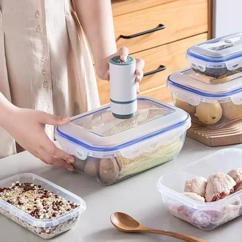 Scatola per la conservazione degli alimenti sottovuoto Contenitore trasparente per la conservazione del frigorifero Organizzatore per microonde Scatola sigillante sicura per la conservazione della freschezza Dispenser per alimenti 1