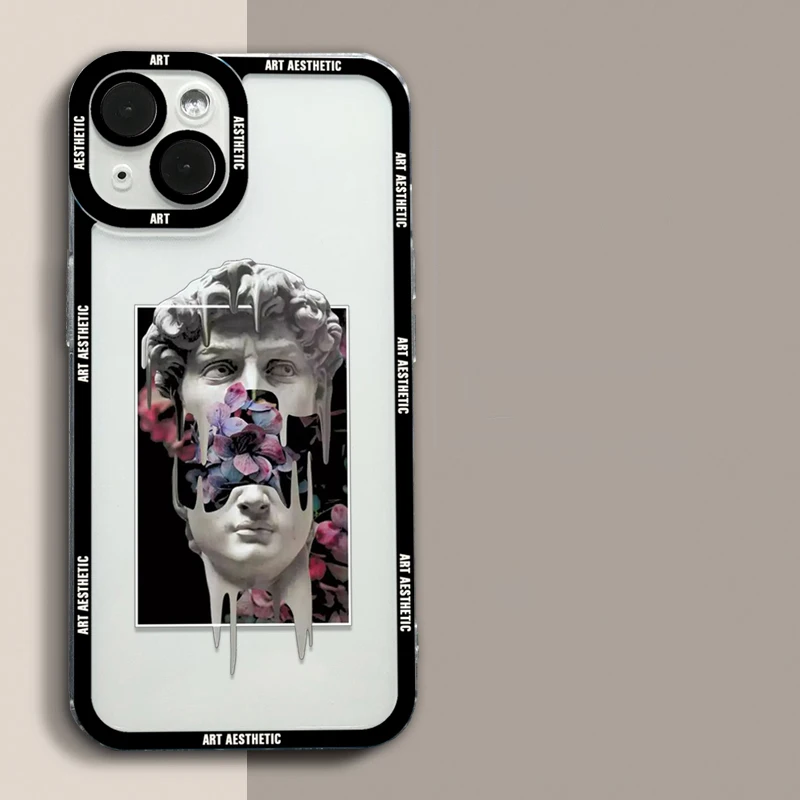 thumbnail image 1 of Great Art Aesthetic David Mona Lisa Clear Phone Case For iPhone 15 14 13 12 11 Pro Max Mini XS X XR SE 2020 7 8 Plus Soft Cover, 1 of 5