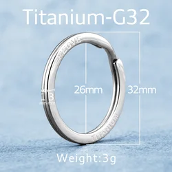Sleek Black Titanium Keyring - Lightweight EDC Keychain Buckle (Ti Flat Glossy 32mm)