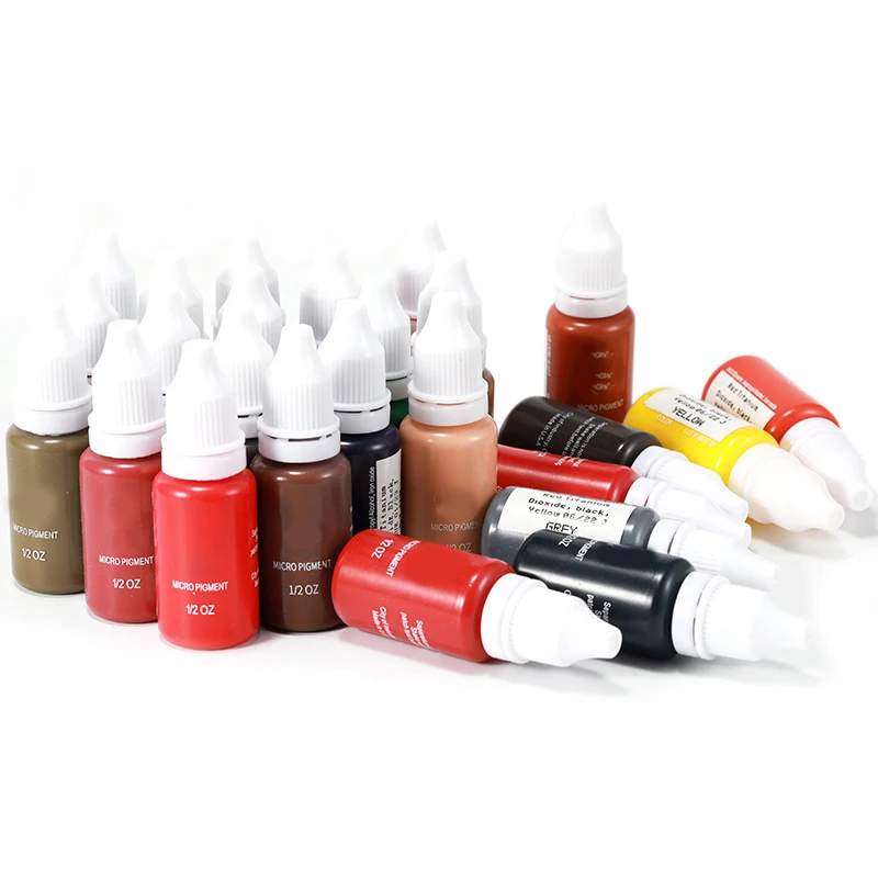 15ml Tattoo Ink Set Permanent Makeup Eyebrow Lips Eye Line Tattoo Color Microblading Pigment for Body Beauty Tattoo Art Supplies