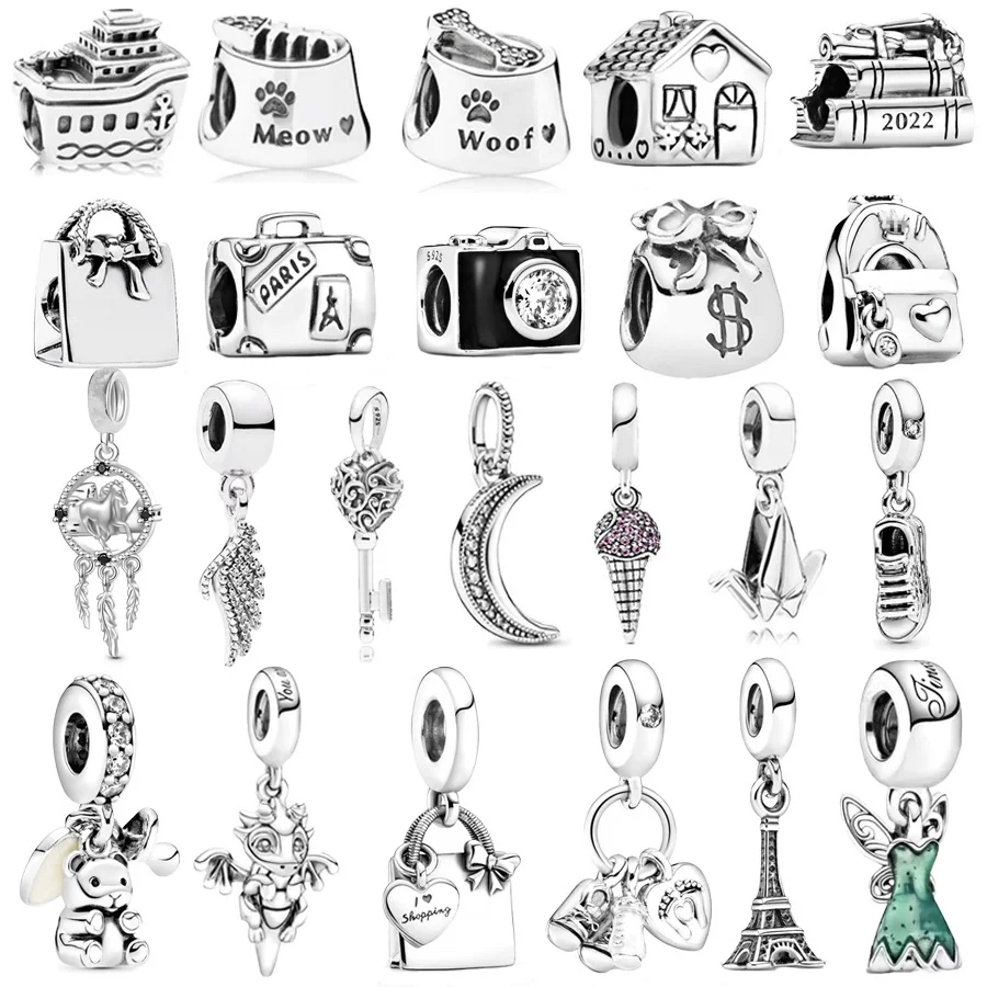 Backpack Little House Bead & Baby Teddy Bear Dangle Charm Bead Fit Original 925 Sterling Silver P@ndora Bracelet DIY Jewelry beads charms charm jewelry sterling silver jewelry silver charm bracelet