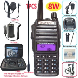 Professional Dual-Band High-Power Walkie Talkie with FM Radio and Transceiver Functions for Hunting and Amateur Communication (8W AS photoD)