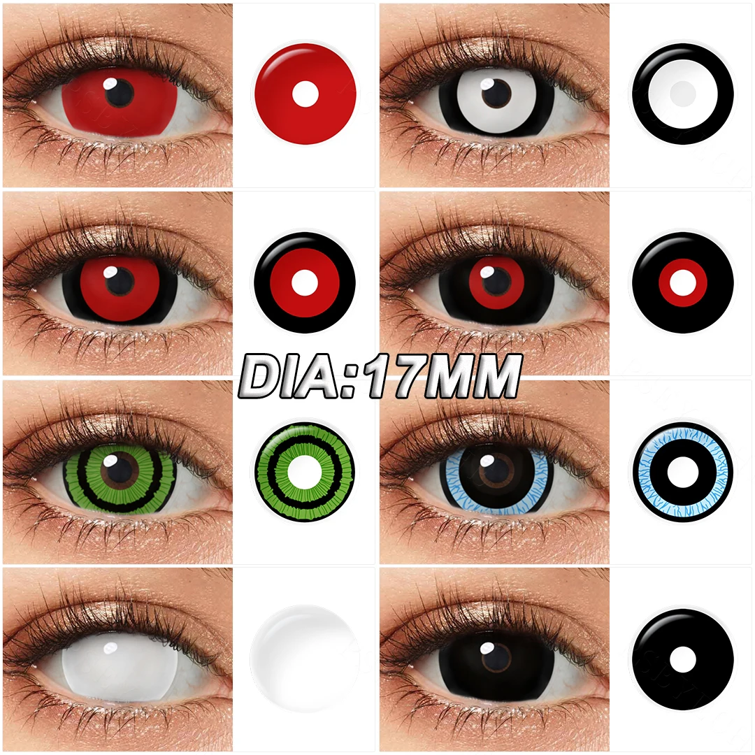 17MM All Black Mini Sclera Lenses Yearly Crazy Halloween Contact Lenses Creepy Scary Cosplay Eye