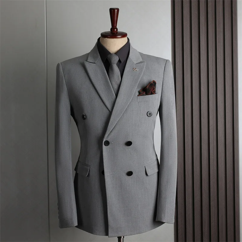 Customer Made Clothes Men Casual Fashion Business Blazer Jacket for Men Double Breasted Suit Jackets Coat Male Clothing