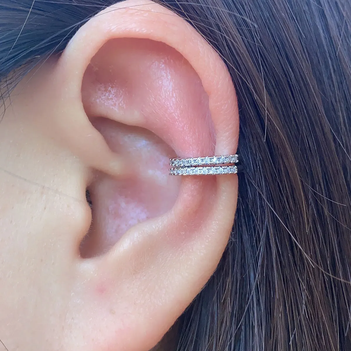 2PCS einfache Earcuff Clip auf Ohrringe für Mädchen CZ Ohr Manschette nicht durchbohrt Ohrring kein Loch für Frauen Knorpel Ohrringe Stapel – Detail 5