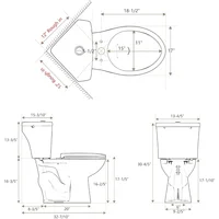 Long Corner Toilet, Compact 17.2 Inch High Toilet with Comfortable Height Toilet Bowl and Double Flush Tank for Small Bathroom 2