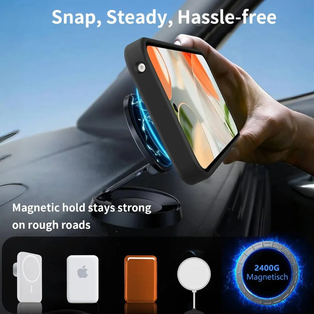 MagSafe Armor Shockproof Matte Case with Magnetic Wireless Charging and Hidden Bracket - Semi-Transparent Cover