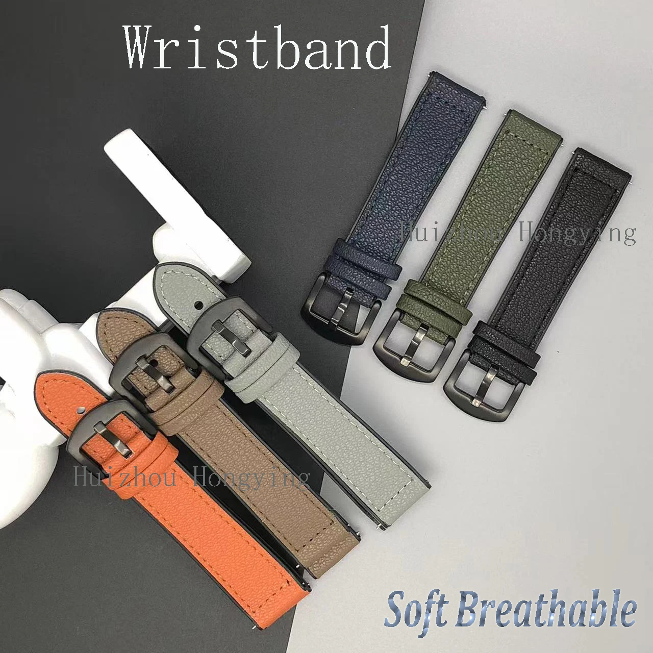 Premium PU Leather Smart Watch Band - 22mm/20mm Adjustable Strap