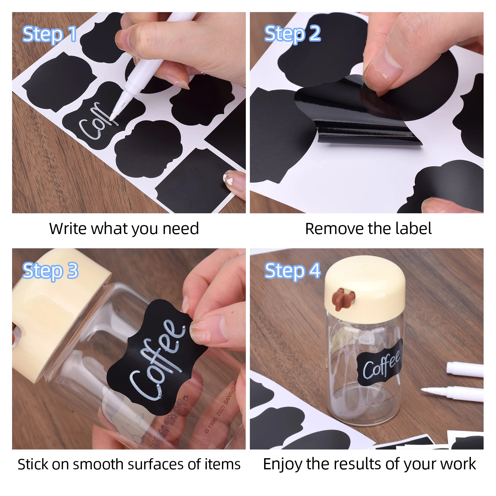 236pcs Spice Jars Stickers Waterproof Kitchen Label Sticker Storage Jar Spice Blackboard Sticker With 2pcs Erasable Marker Pens
