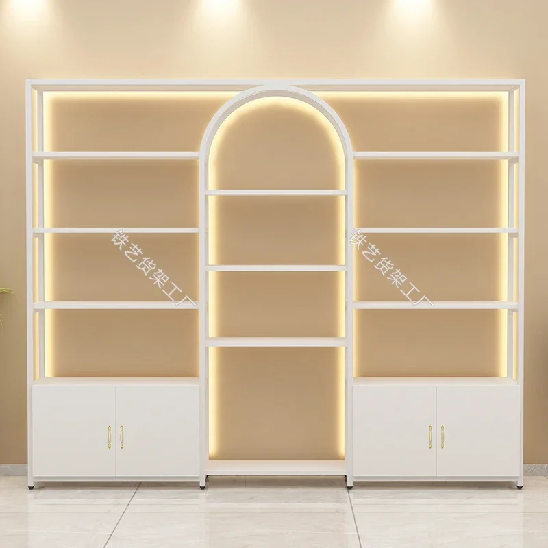 Beauty salon display cabinet Nail polish glue display rack Cosmetics multi-layer shelves with lights Commercial display 4