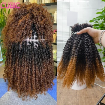 4C Kinky Twist Crochet Braiding Hair 100% Human Hair Dreadlocks Extensions 16" Curly Human Hair QVR Afro Kinky Bulk Hair T1B-30# 1